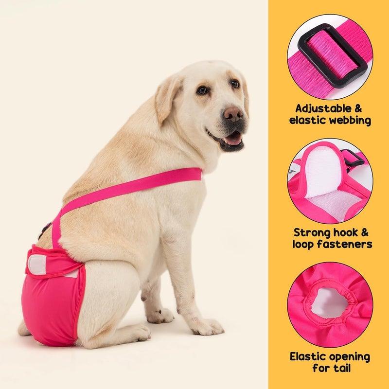 Avont 3 Pack Washable Female Dog Diaper with Suspender, Reusable Girl Doggie Diapers for Small Medium Large Doggy in Heat Cycle Period Incontinence -S - Image 3